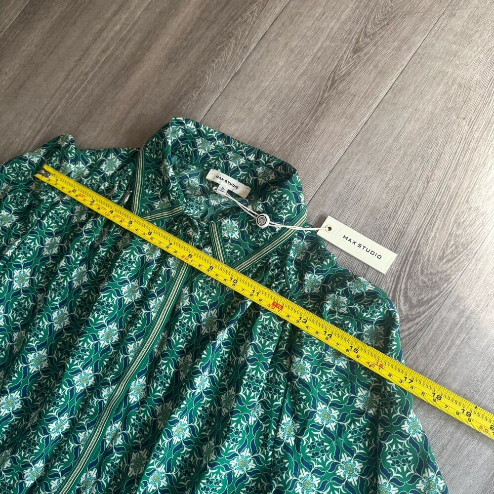 NWT Max Studio Maxi Dress Green Bohemian Farmhouse Modest Festival Sz S MSRP$148 - Picture 13 of 16